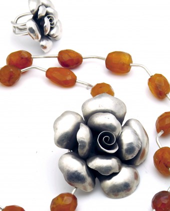 NCA 5 - Carnelian Rose Necklace